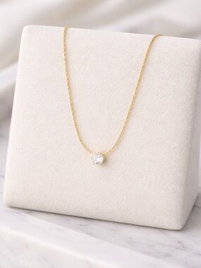 Gold Solitaire Necklace | Stainless Steel | Adjustable